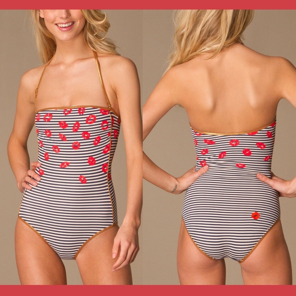 NWT Marc by Marc Jacobs Striped Kiss Bandeau One Piece Swimsuit [SZ‎ XS ]